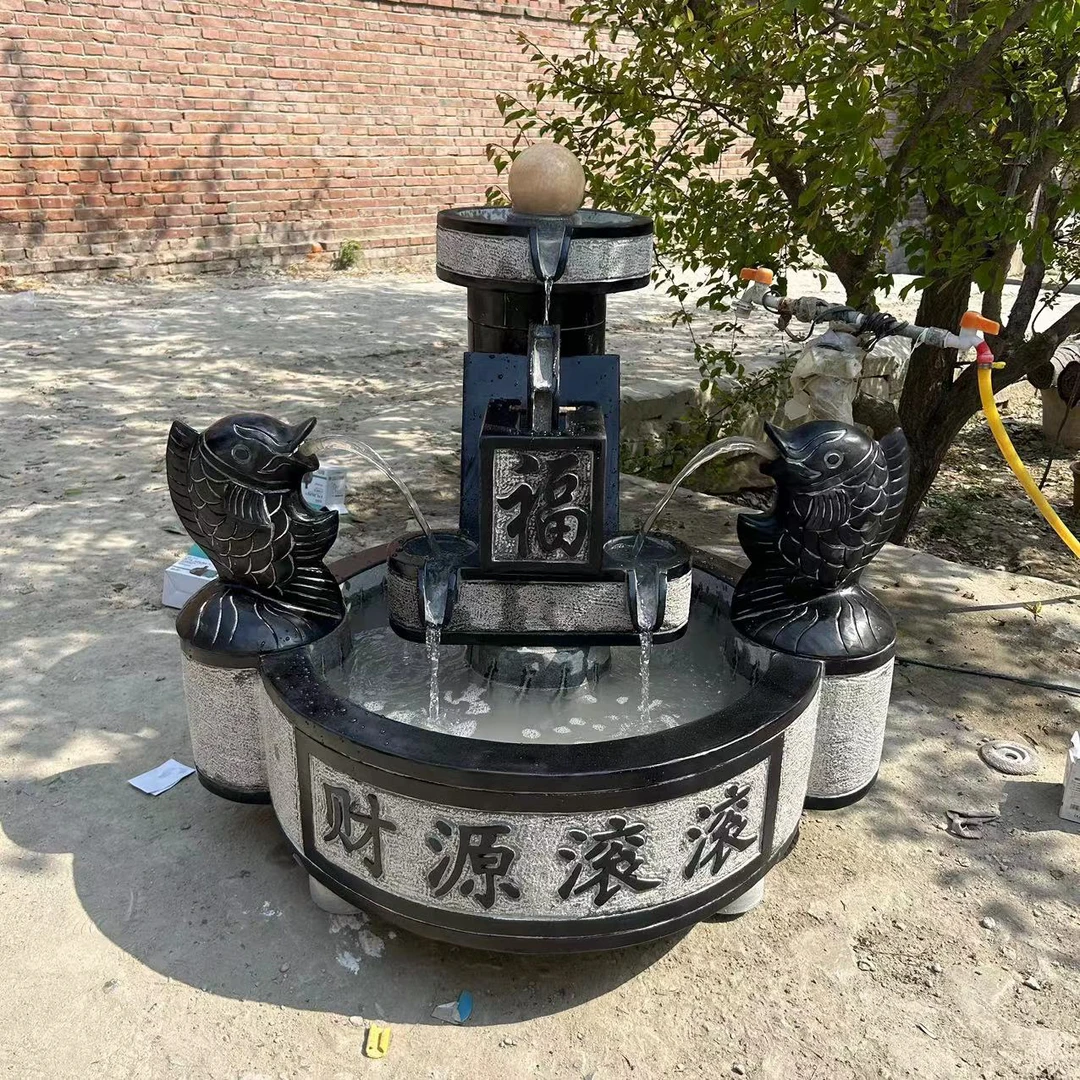 石雕青石流水摆件庭院装饰养鱼池室内外水景景观