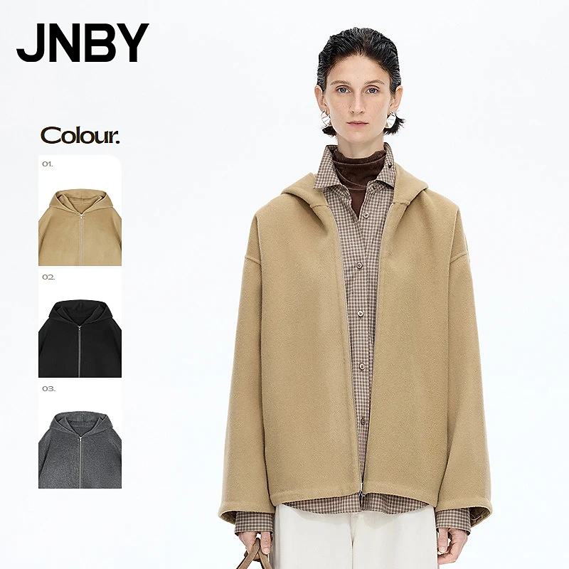 【商场同款】JNBY/江南布衣25冬新品毛呢夹克宽松连帽5P0814690