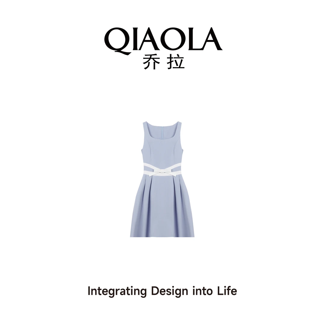 QIAOLA/乔拉【晴空絮语】春季新款斜纹梭织显瘦百搭透气连衣裙预售