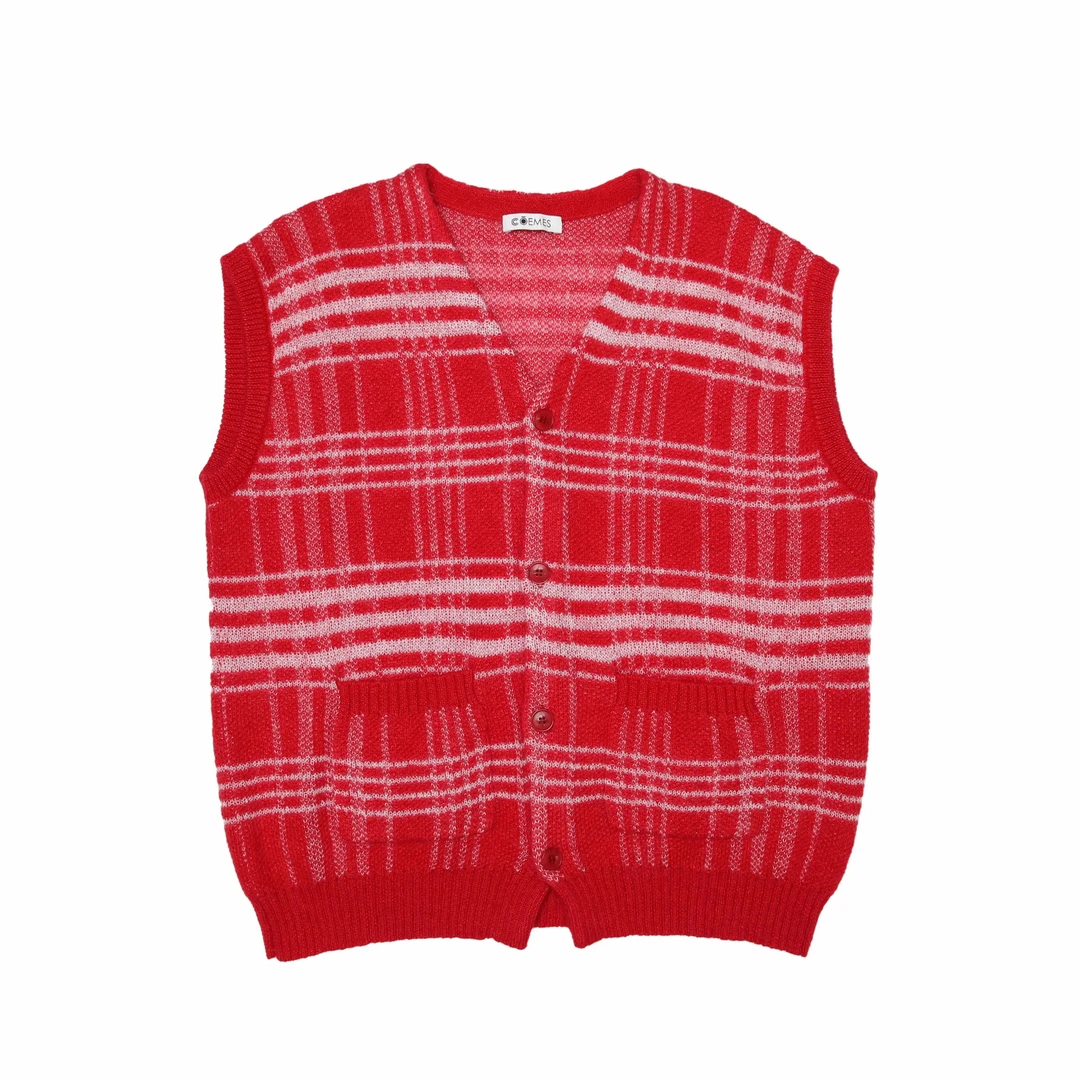 COEMES 设计师品牌 2025春季新款大条纹背心宽松慵懒风毛衣马夹女