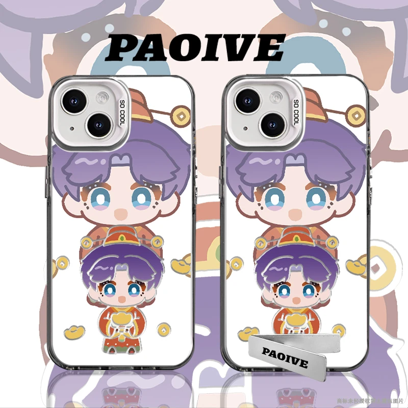 小财神适用创意小众苹果16华为一加小米手机彩银新年防摔壳Paoive