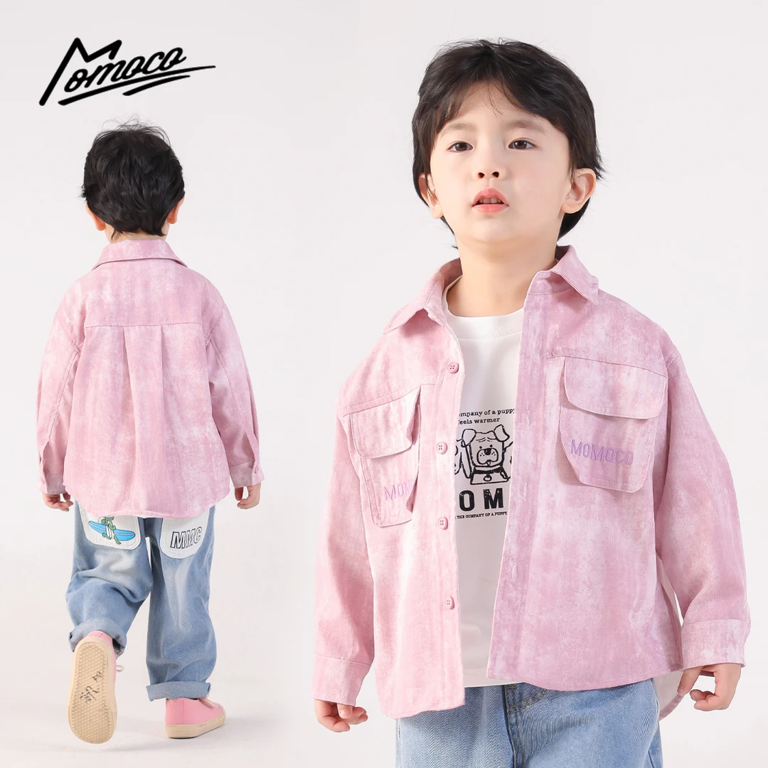 MOMOCO2025款欧若风春季男童时尚渐变字母长袖衬衫77130234017