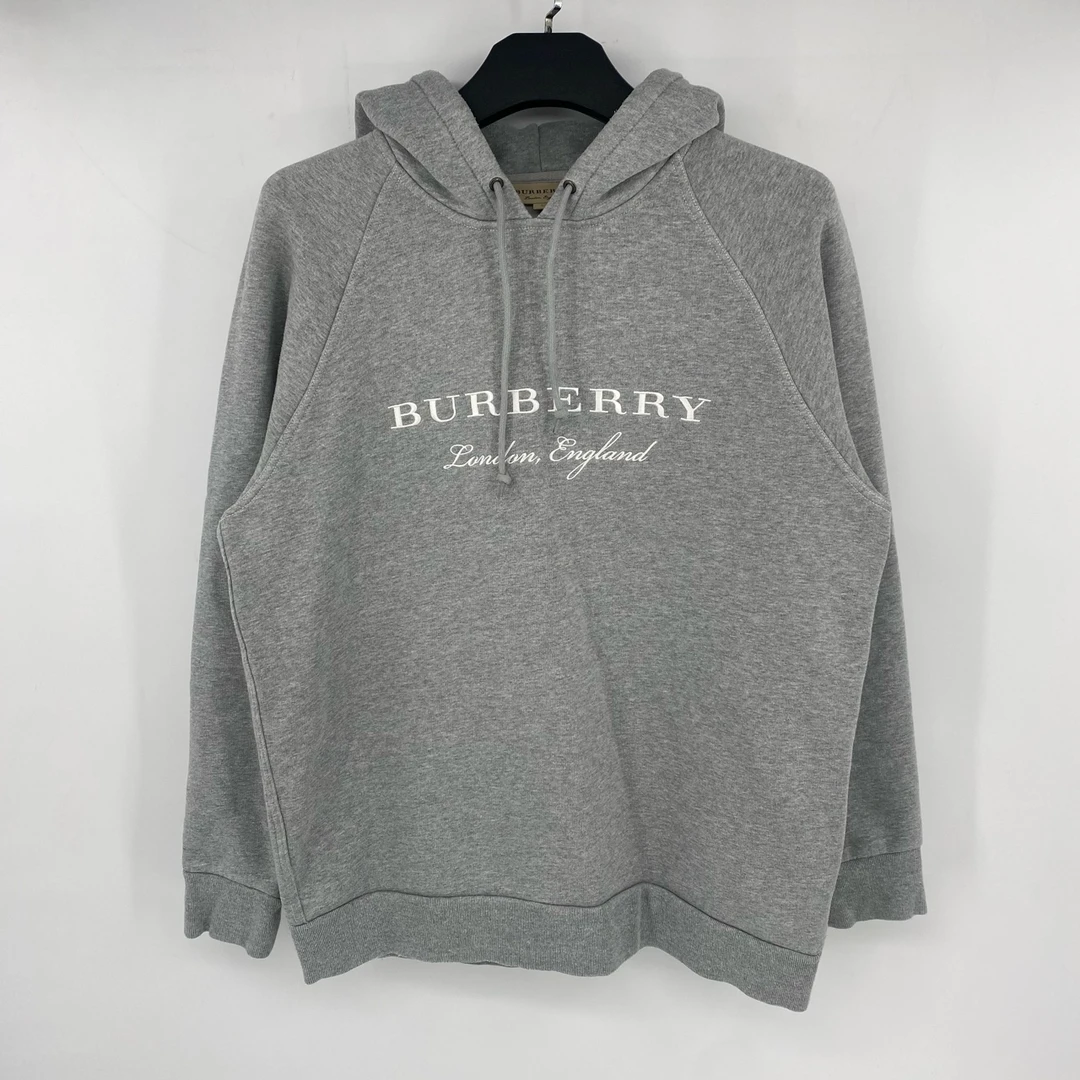 95新 BURBERRY/博柏利 胸前字母LOGO灰色帽衫