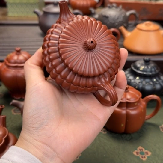 曲***觞宜兴紫砂萦纡朱泥