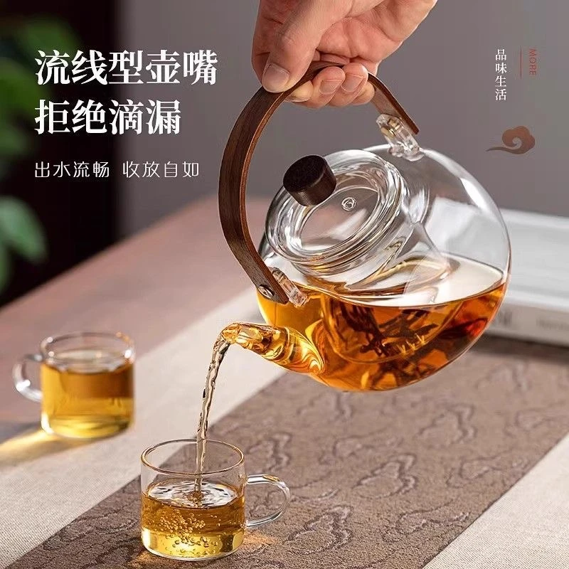 加厚耐热高温煮茶器蒸茶壶玻璃提梁烧水泡茶壶加热耐烧水壶