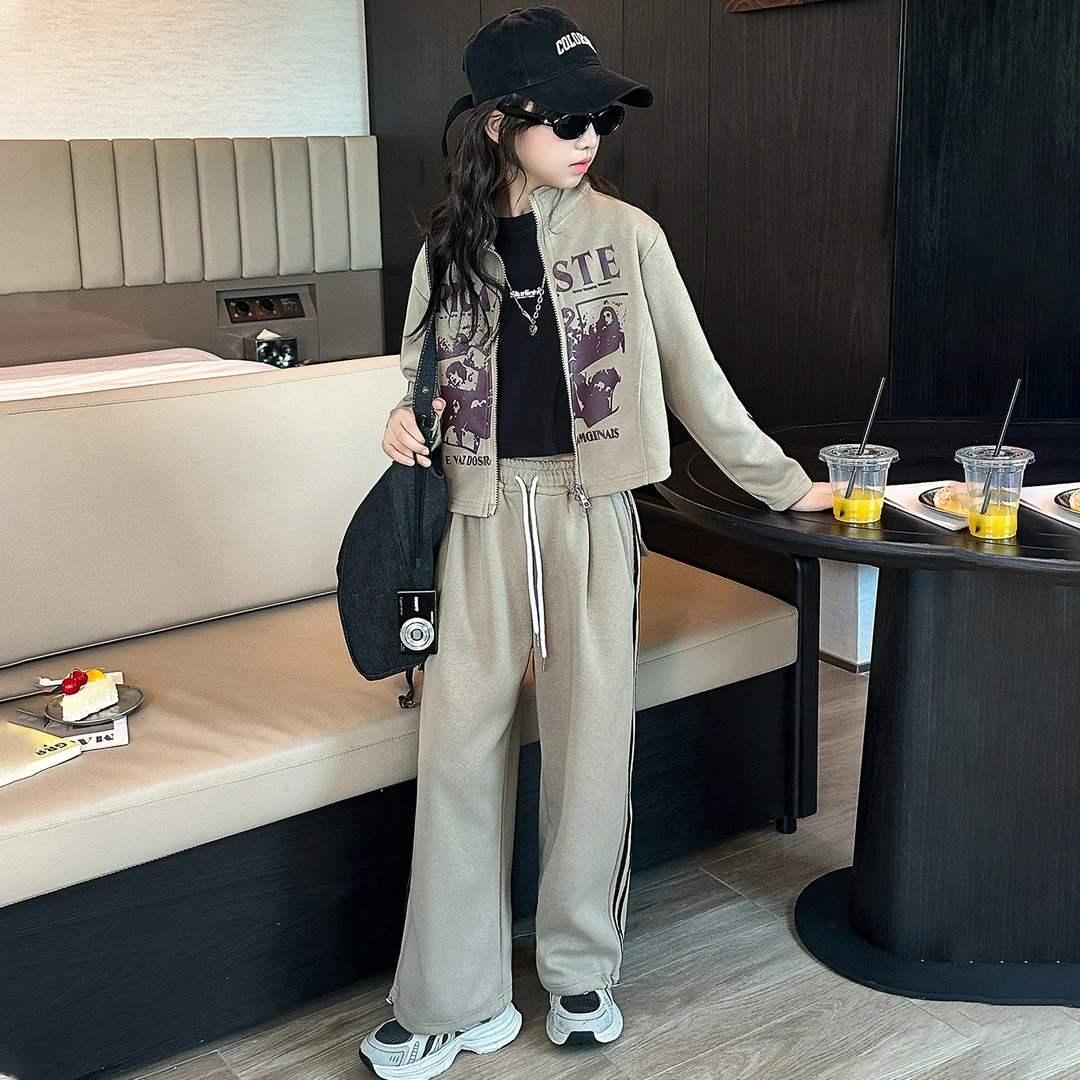 简约潮牌店铺儿童服装2025年新款衣服女童装秋装套装6-12岁高级感