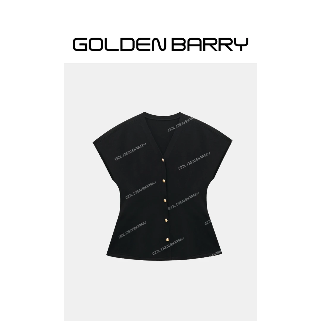 GOLDENBARRY|242282“浪漫法式·小宅衣”单排扣V领开衫