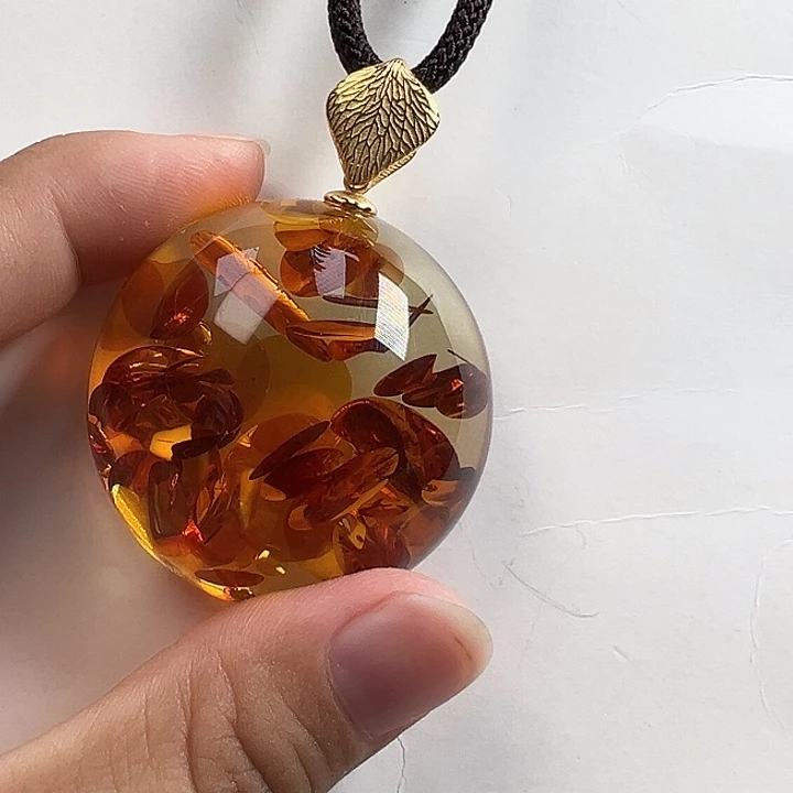 琥珀（花珀）银S925镶嵌颈饰