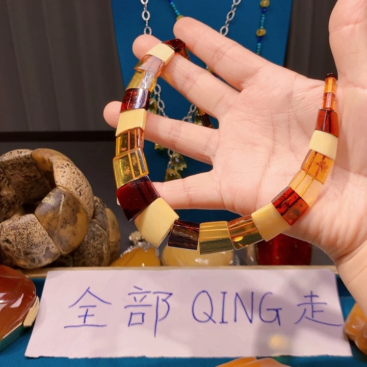 琥珀颈饰未镶嵌波兰设计款琥珀蜜蜡