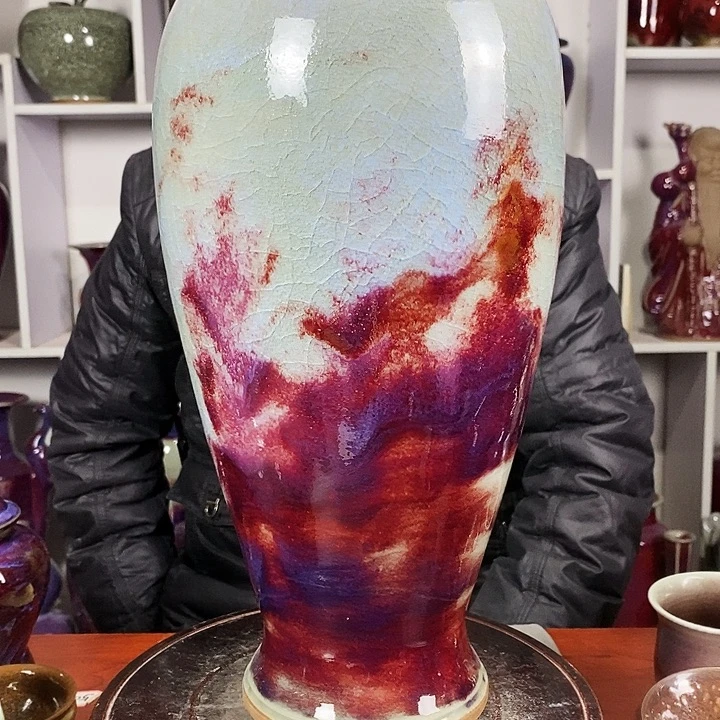 雄***鹰尚峰钧窑作品梅瓶