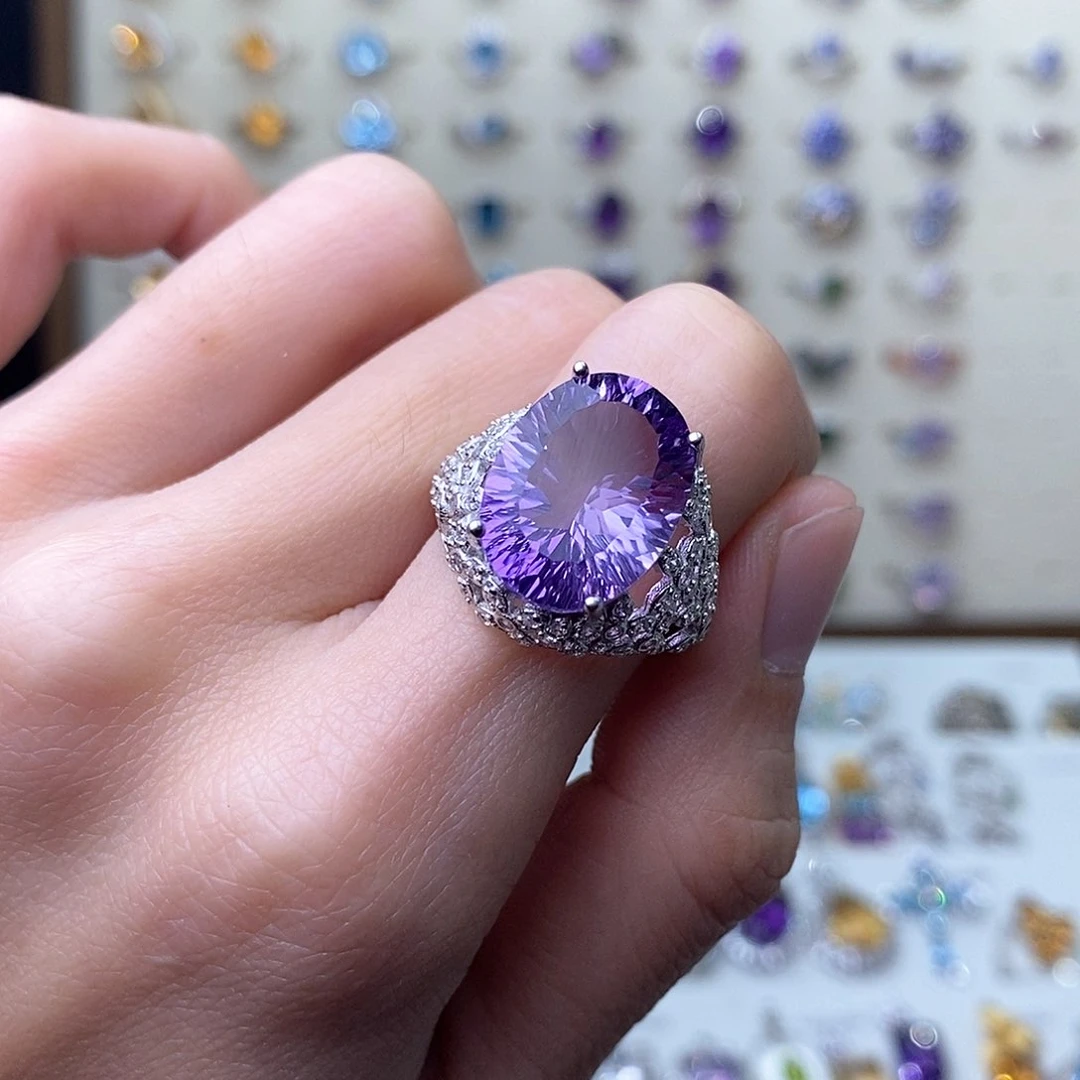 紫晶戒指银S925镶嵌（一物一证）