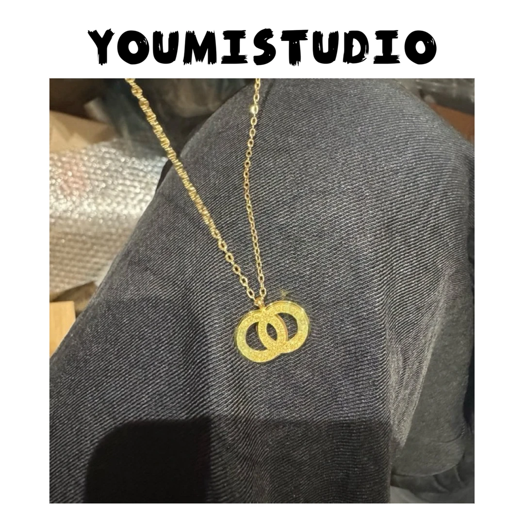 钛钢项链 金色字母Cccc磨砂高级感小众轻奢百搭简约素款设计感