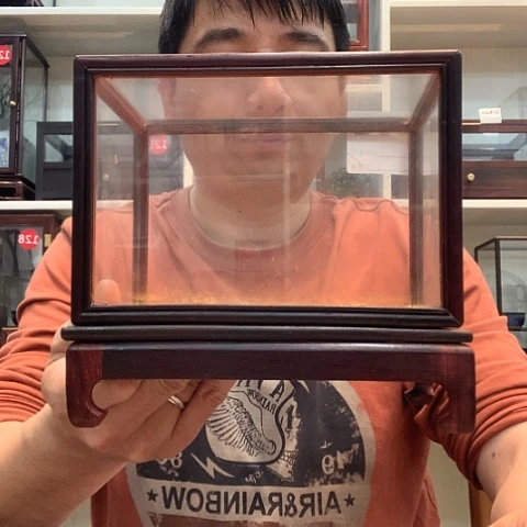 红酸枝木类徽**厨玻璃罩定制50*25*25高