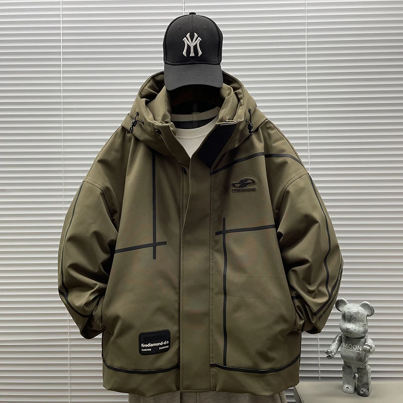 冬季新国标90白鸭绒户外潮牌短款连帽羽绒服男休闲宽松日系外套