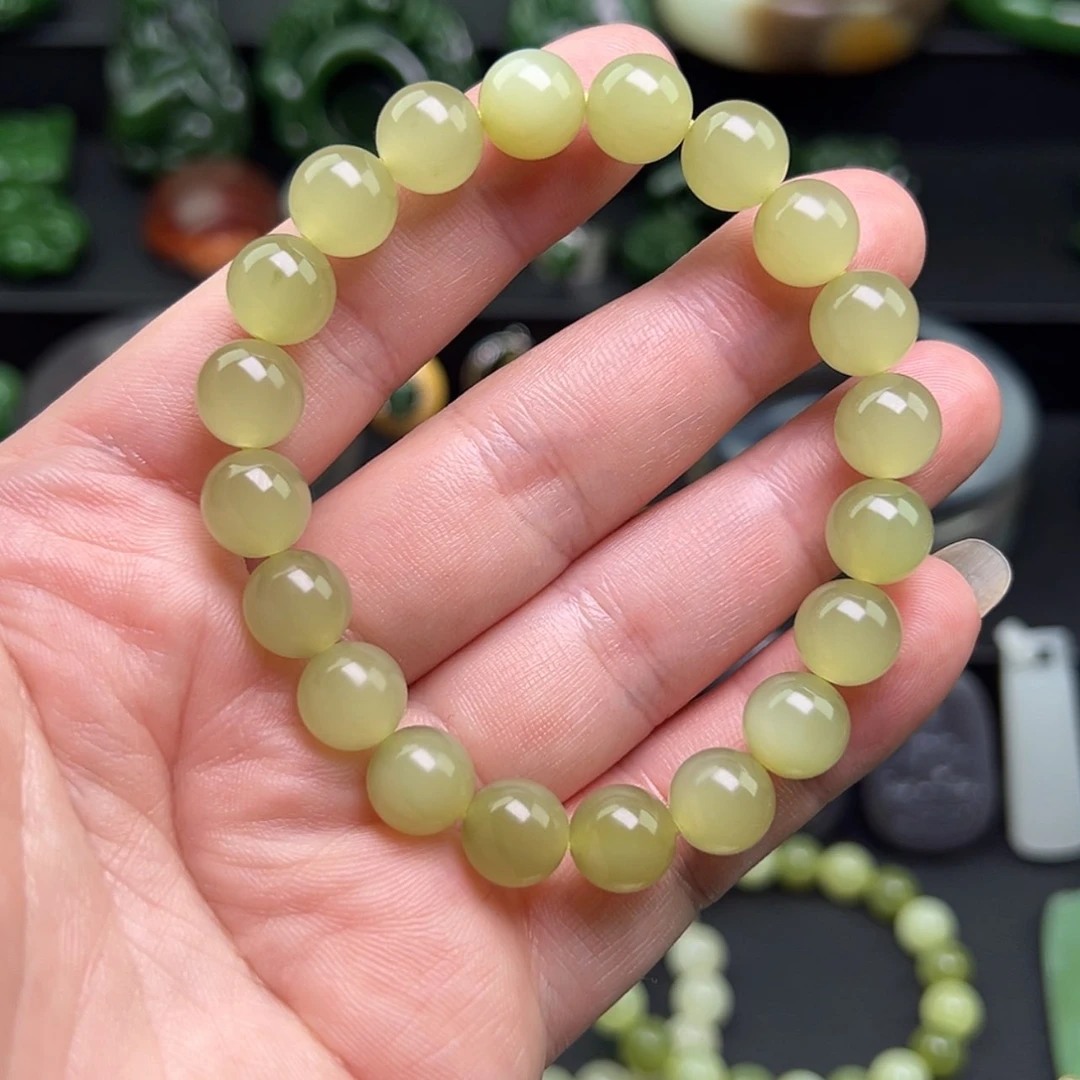 【闪购商品】套链未镶嵌和田玉高冰起胶黄口手串卡10
