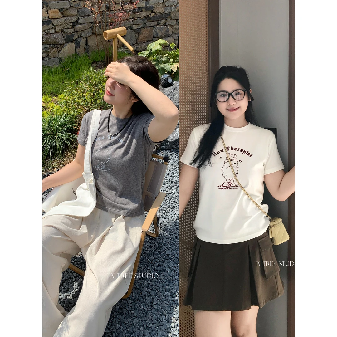 In Tree张桶桶【快乐小熊】正肩显瘦T恤短袖百搭简约舒适夏ZXL01925