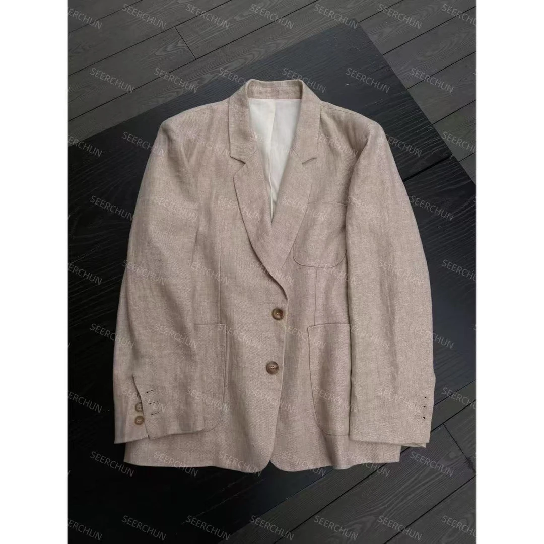 【纯纯女装】SEER CHUN高品质极简翻领亚麻西装外套51432