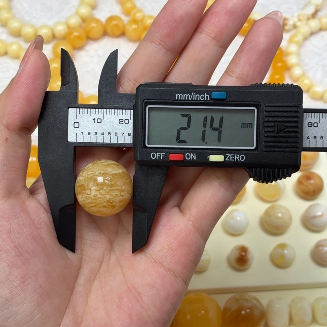 琥珀未镶嵌颈饰俄料千层雪虎皮纹单珠21mm