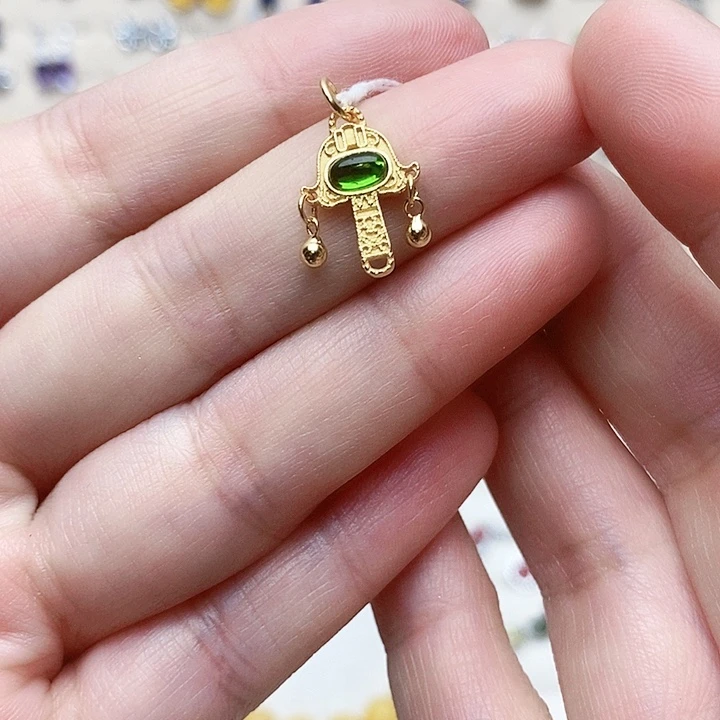 透辉石吊坠676银S925镶嵌