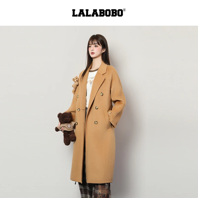 LALABOBO毛呢羊毛大衣25年秋新原创中长款高端外套RBED-WSDY12