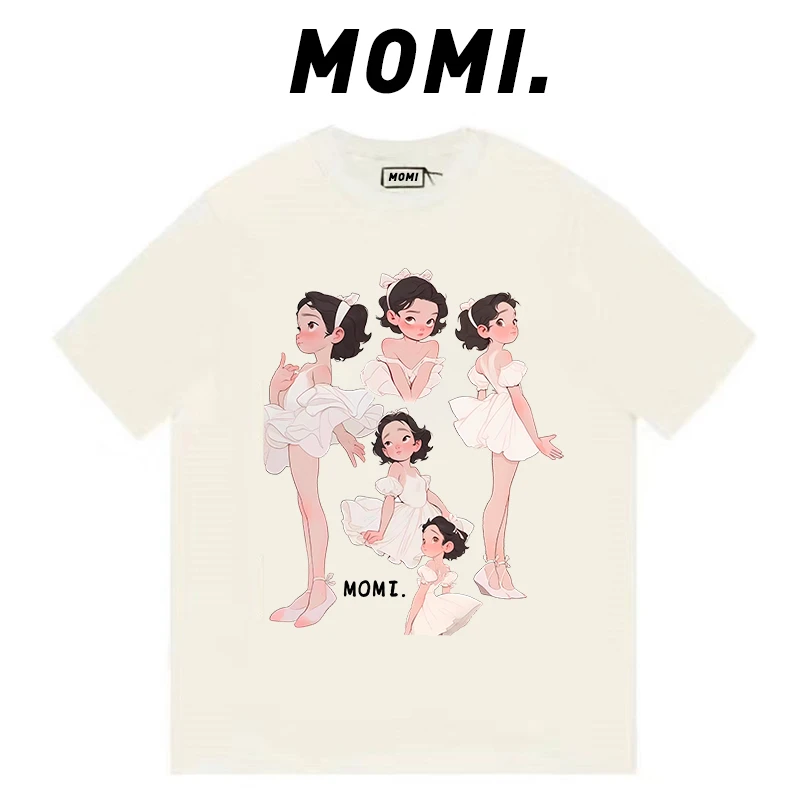 【MOMI】现货！芭蕾小女孩260克纯棉重磅短袖女男宽松休闲百搭T恤