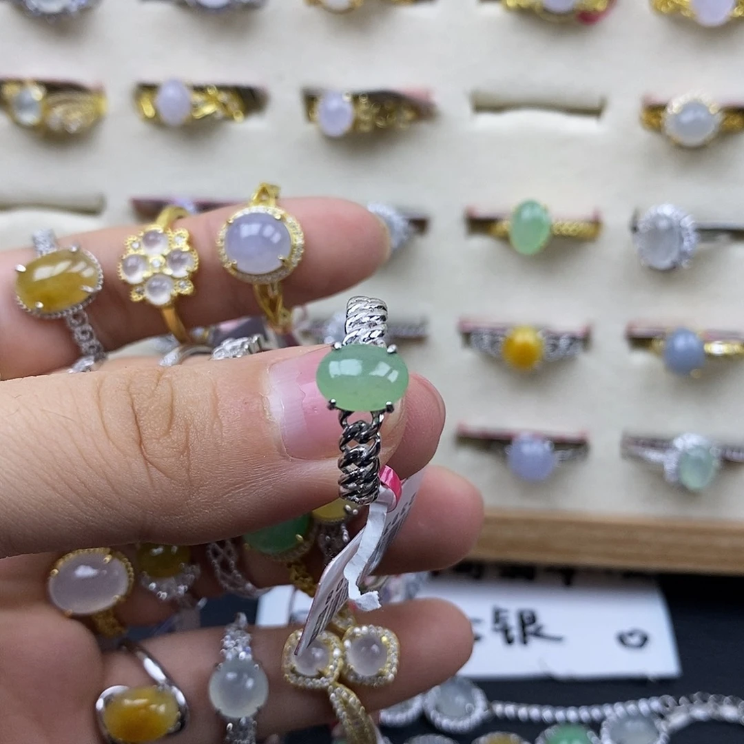 翡翠银S925镶嵌戒指