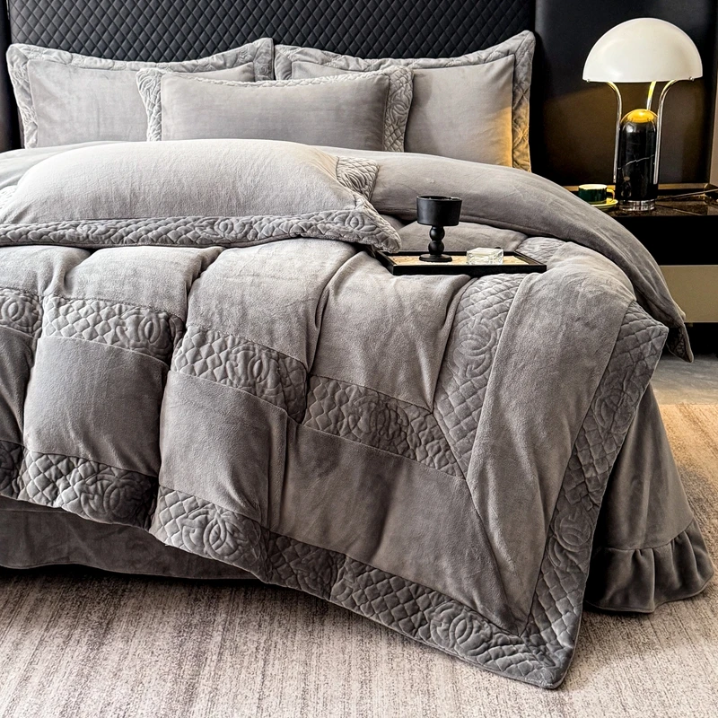 高端新款高克重全消光抗绣工艺牛奶绒四件套加绒加厚亲肤舒适保暖