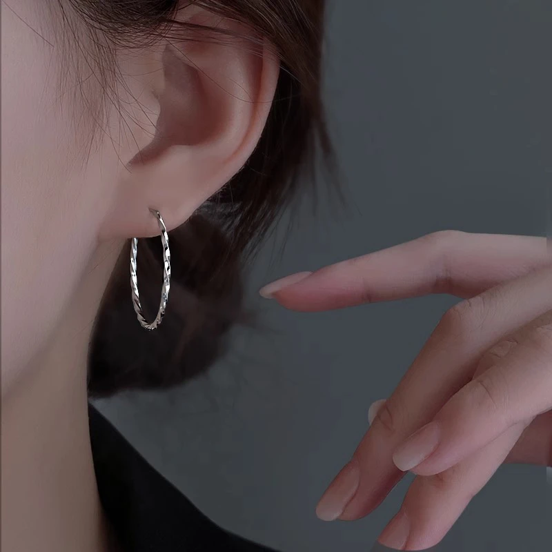 925银耳饰 纯银圆圈耳环女2025新款爆款耳圈耳钉设计感大圈耳饰