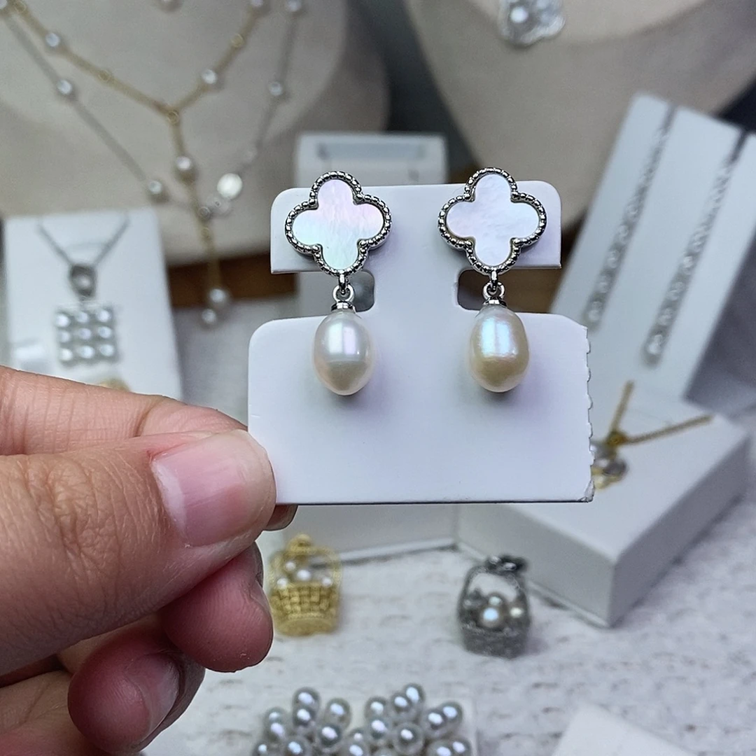 耳饰淡水珍珠银S925镶嵌