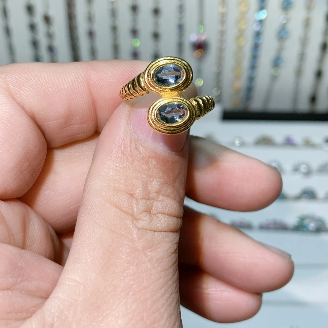 绿水晶戒指银S925镶嵌