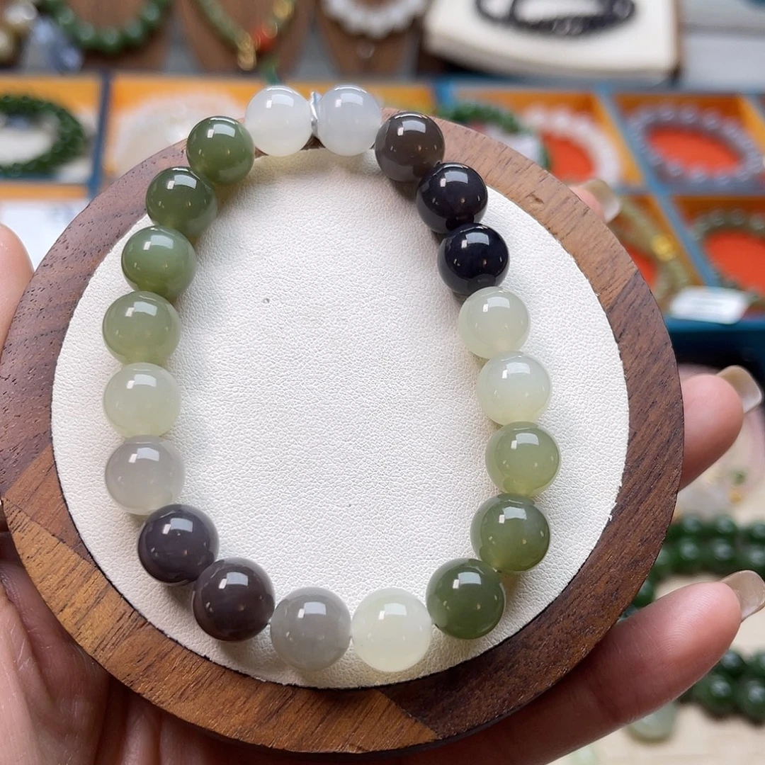 和田玉未镶嵌手串A46卡10