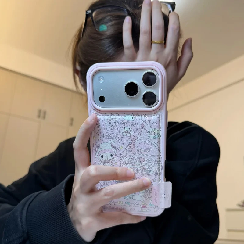 欧克里里可爱美乐蒂标签适用苹果17/16promax皮纹气囊手机壳15/14