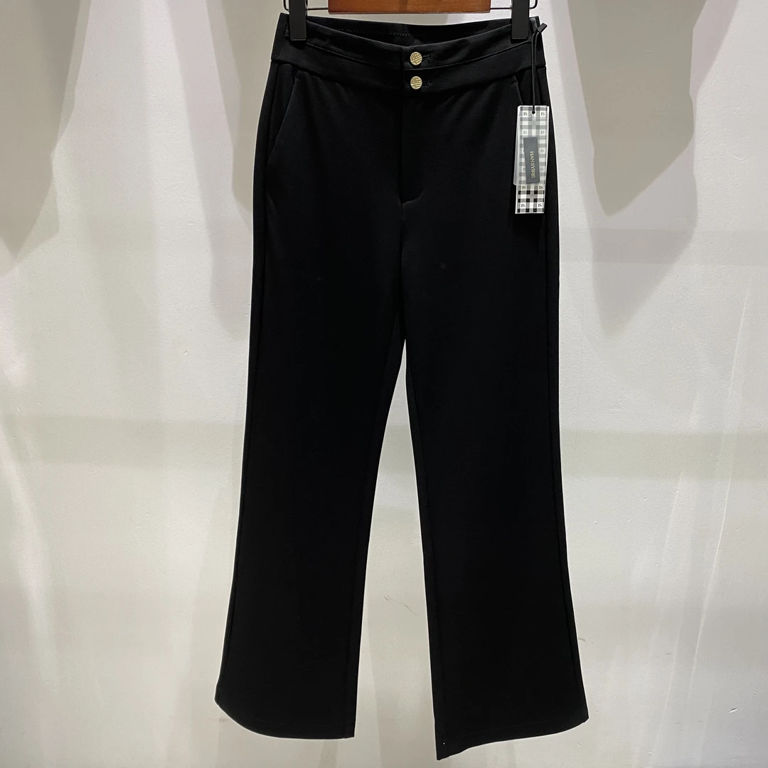 高腰直筒西装裤3330女士高腰筒裤窄版直筒裤气质通勤黑色简约百搭