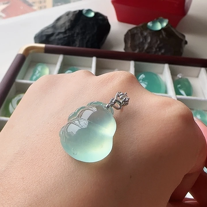 岫玉银S925镶嵌颈饰岫玉