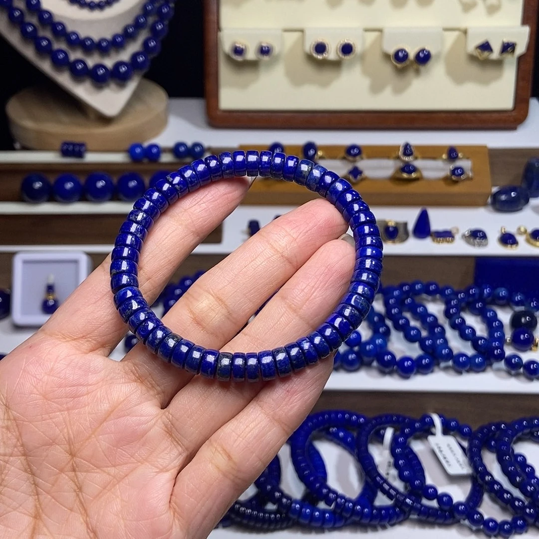 青金石未镶嵌精工药片手串 7mm