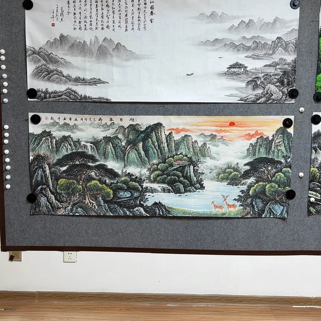 唐***辉国画1.8米长的旭日东升