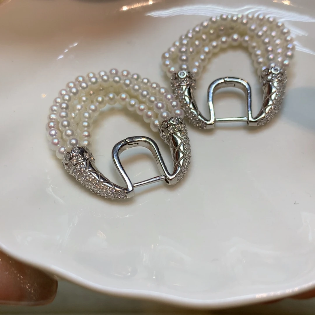 淡水珍珠耳饰银S925镶嵌