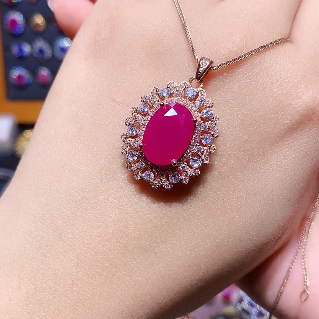 吊坠(赠链)银S925镶嵌红宝石