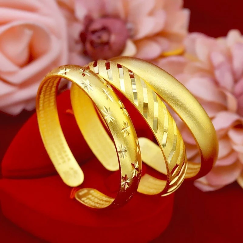 开口心经手镯女流星雨满天星手镯古法心经手环仿黄金首饰