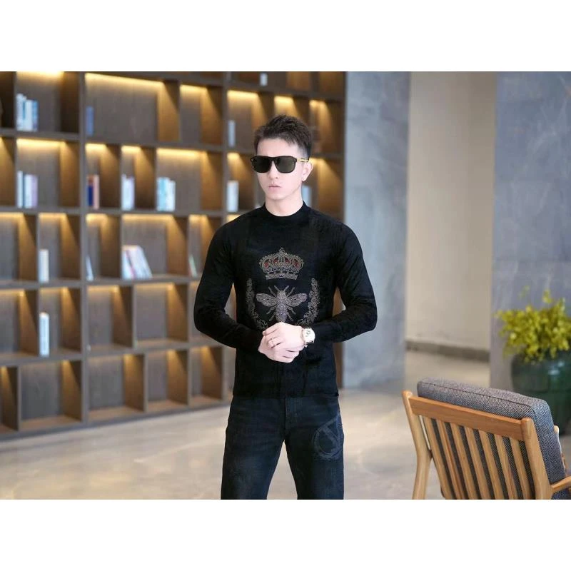 2024爆款冬季男士卫衣天鹅绒打底衫时尚潮流