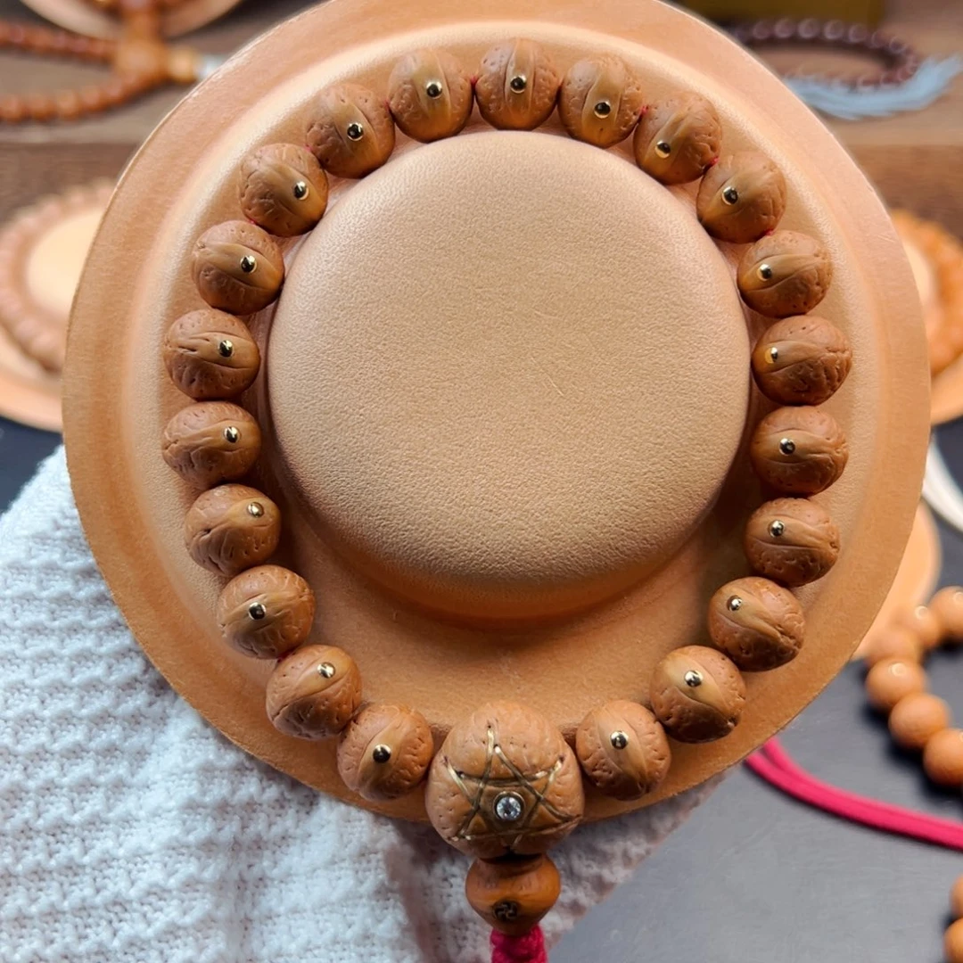 手串凤眼菩提11.5mm老树籽铜钉镶嵌