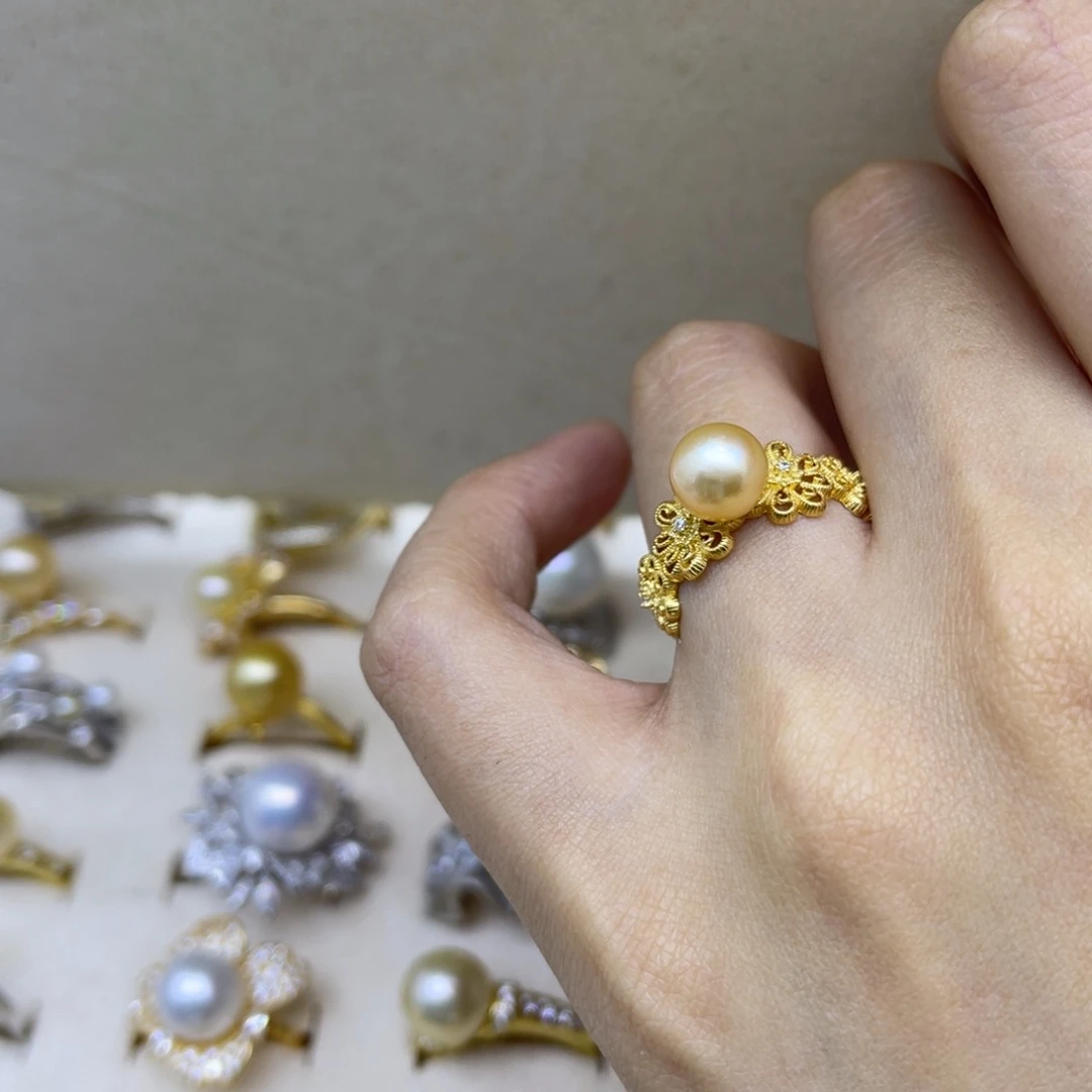 银S925镶嵌海水珍珠戒指