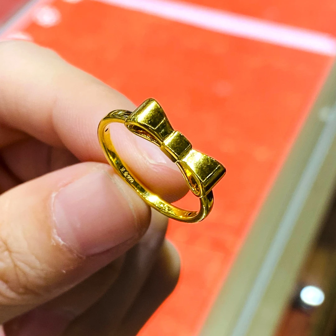 【旺旺金选】足金999 蝴蝶结戒两戴款