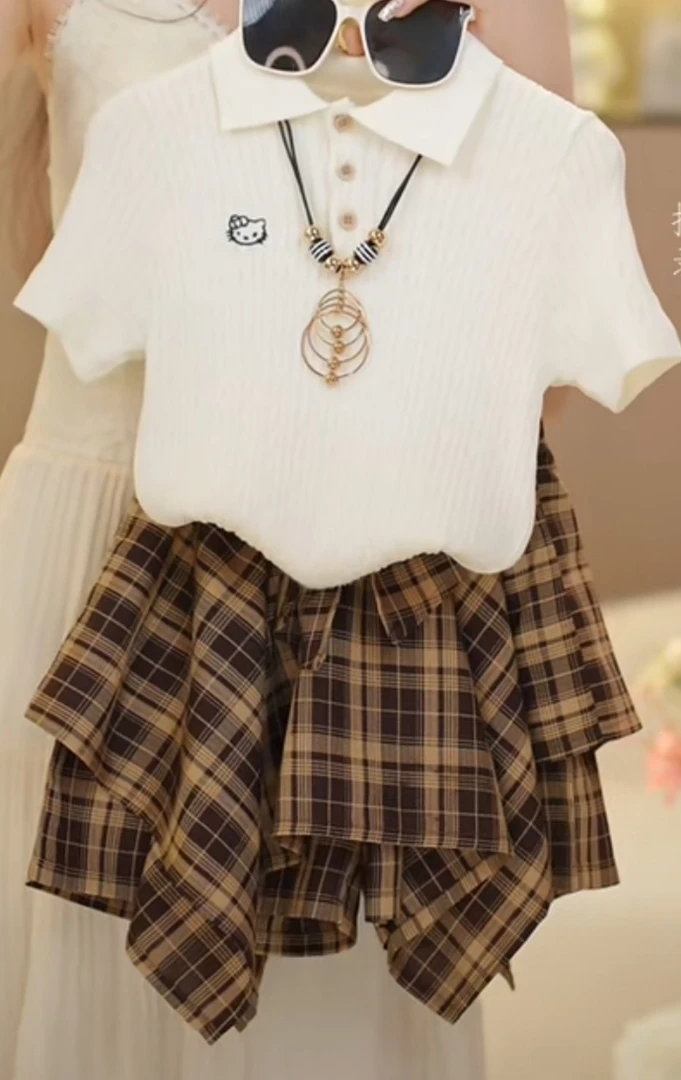 女童套装夏装2025新款洋气儿童韩版不规则裙裤大童夏装时髦两件套