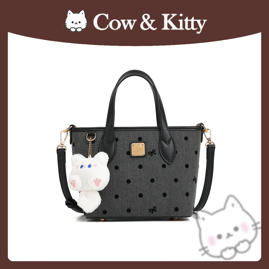 【刘叮当甄选】CowKitty/~复古轻奢菜篮子手提单肩斜挎包8001斑点