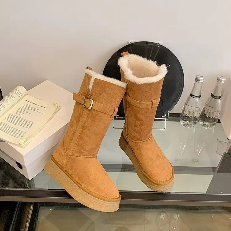 2025新款爆款保暖时尚长筒雪地靴百搭三个颜色加绒加厚冬季厚底