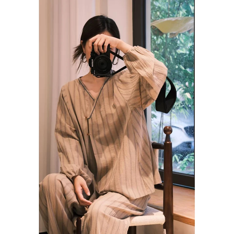 【芳珍姐姐专属】朵朵可可 252-035 秋冬宽松女士睡衣家居服套装