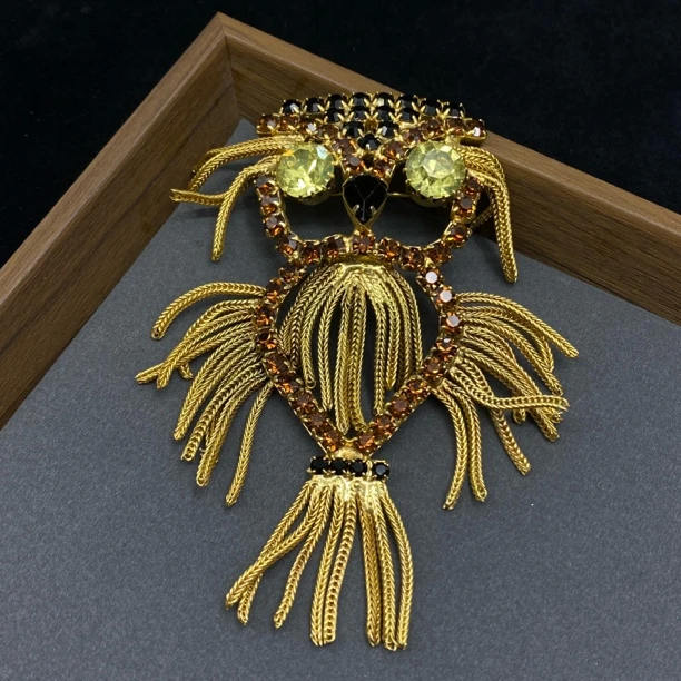 铜合金胸针 LL 中古首饰 vintage Dominique&Juliana联名款猫头鹰