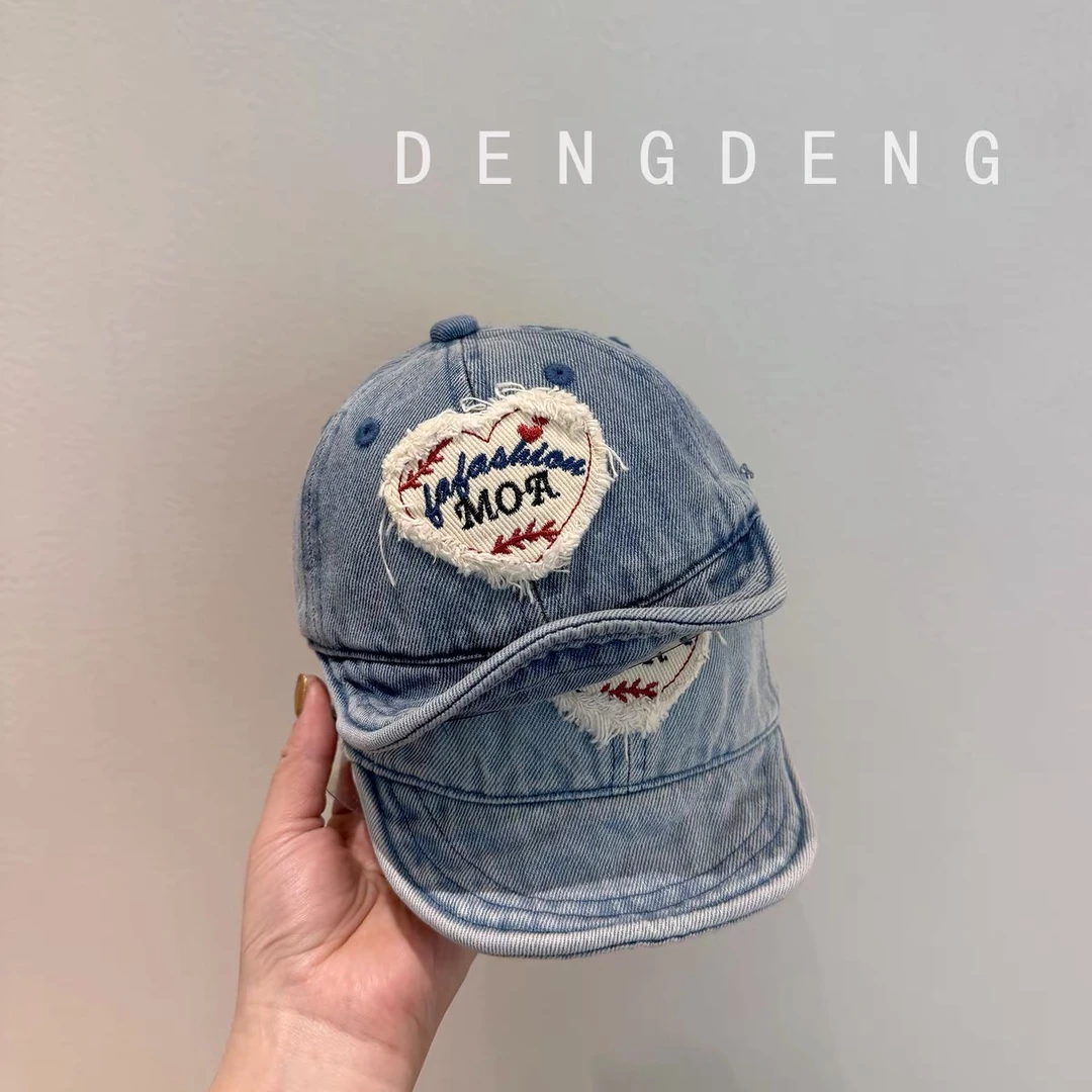 婴儿韩版水洗牛仔软檐鸭舌帽子春秋宝宝薄款遮阳帽男女防晒棒球帽