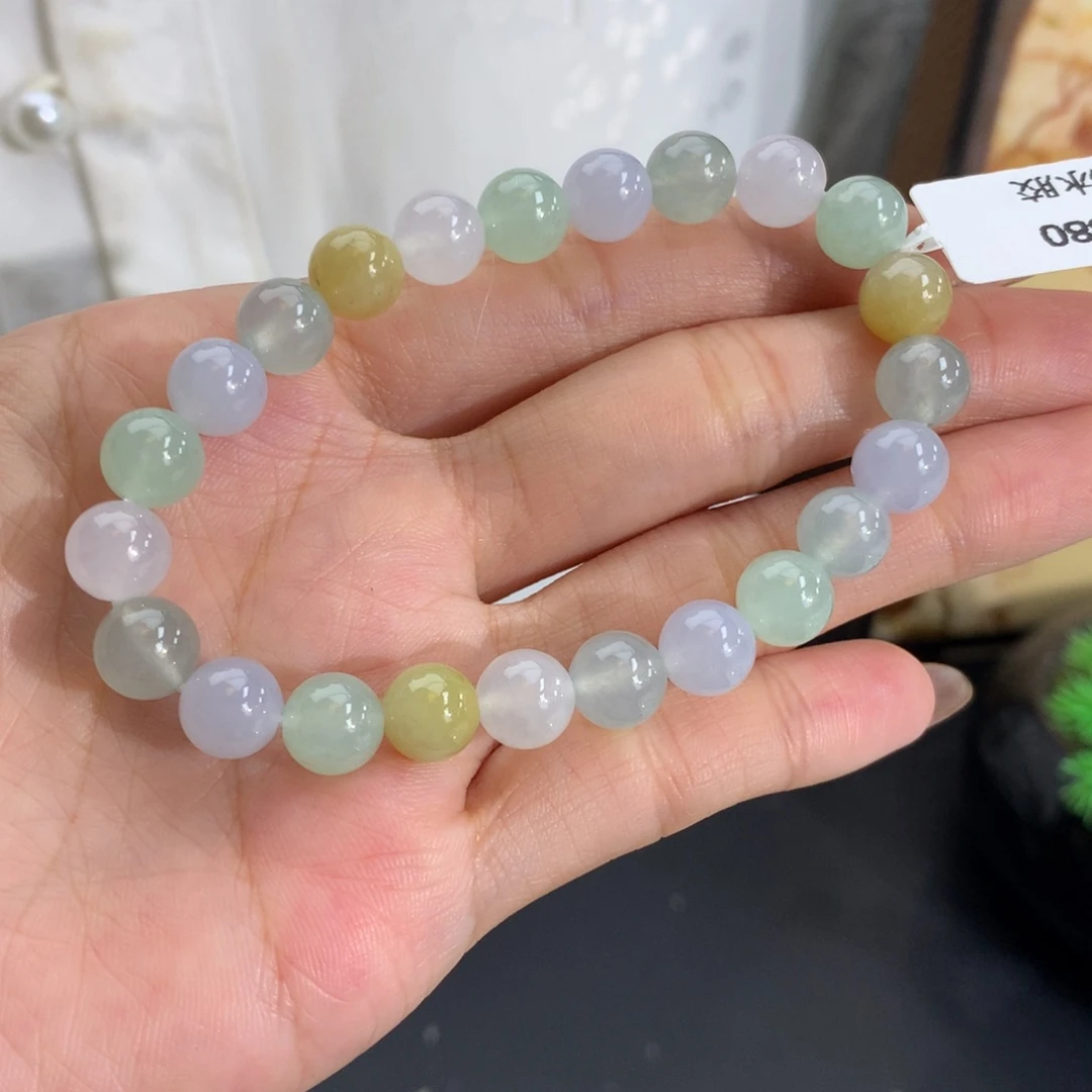 翡翠未镶嵌手串卡7.9胶润多宝手串